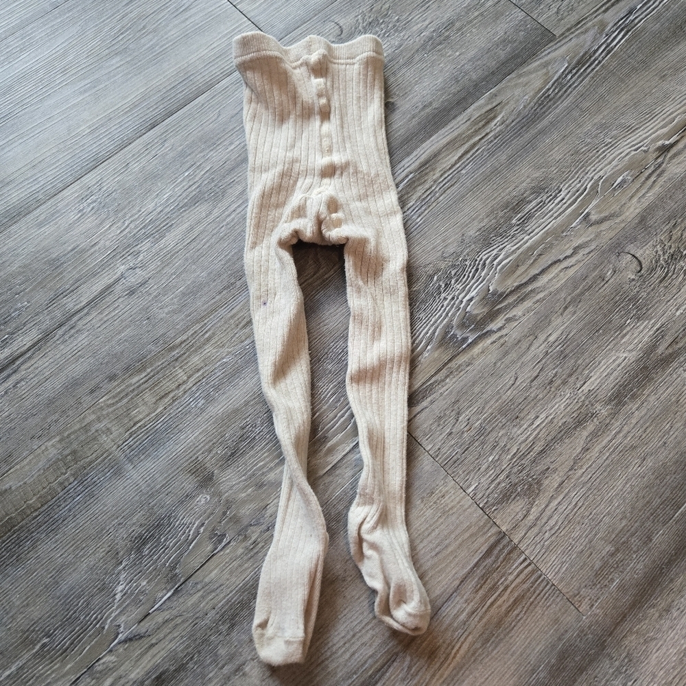 H&M Cream Ribbed Baby Tights